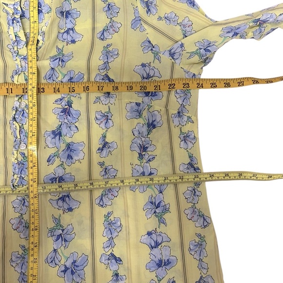TALBOTS Soft Cotton Popover Top Ruffled Blue/Yellow Floral - Long Sleeve - Sz 1X - Picture 9 of 13